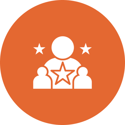 Leadership icon with stars and figures