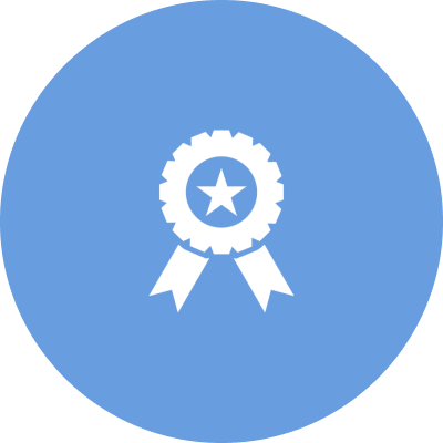 White star ribbon emblem on circle