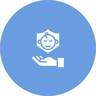 Baby safety icon on blue background