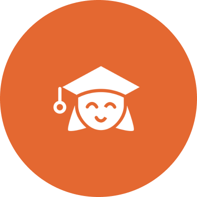 Smiling graduate face icon