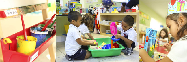 A group of children playing with toys in a room.